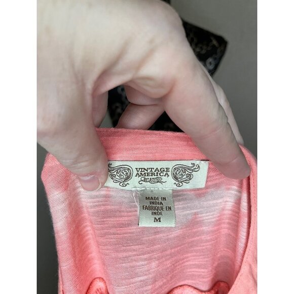 VINTAGE AMERICA BLUES 3/4 SLEEVE CORAL TYE DYE BUTTON UP EMBROIDERY MEDIUM - Picture 5 of 5